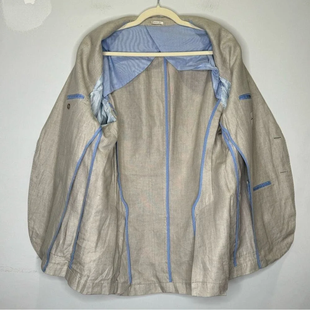 Peter Millar 100% Linen Summer Two Button Blazer‎ Suit Jacket Beige XL
